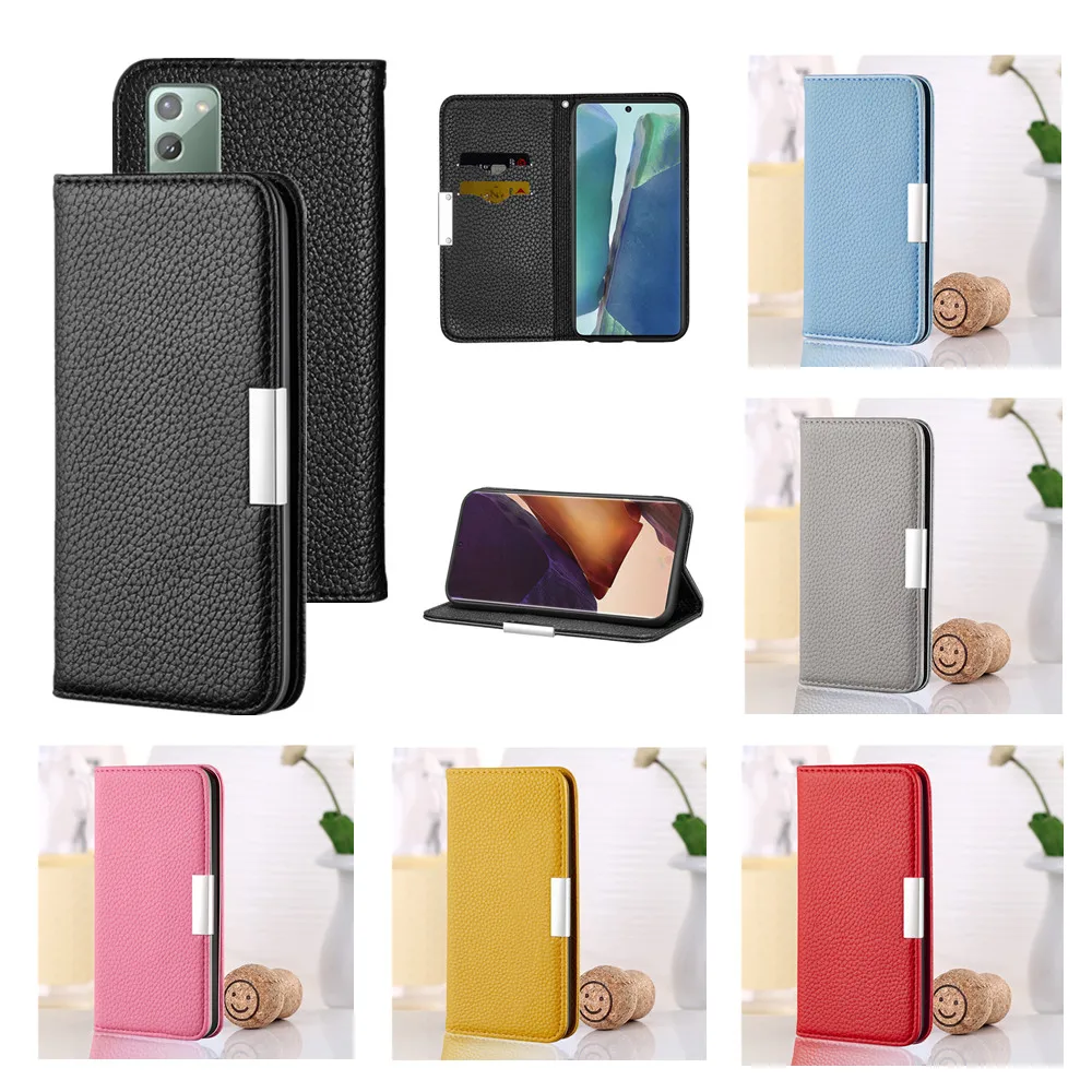 

Note 20 Wallet Leather Case for Samsung Galaxy S21 S20 Ultra A21S A71 A51 J6 J4 Lychee Pattern Coque Card Slots Shockproof Cover