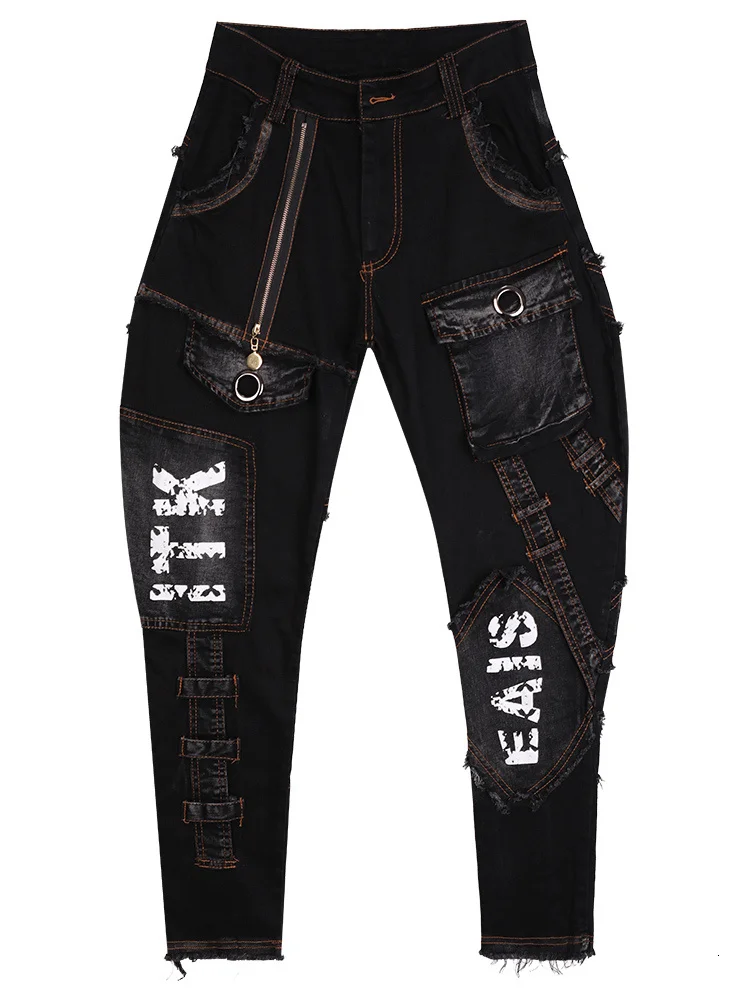 #3052 Casual Low Waist Jeans Pants Women Plus Size Black Denim Pencil Ladies Pockets Zipper Slim Boyfriend Hip Hop | Женская одежда