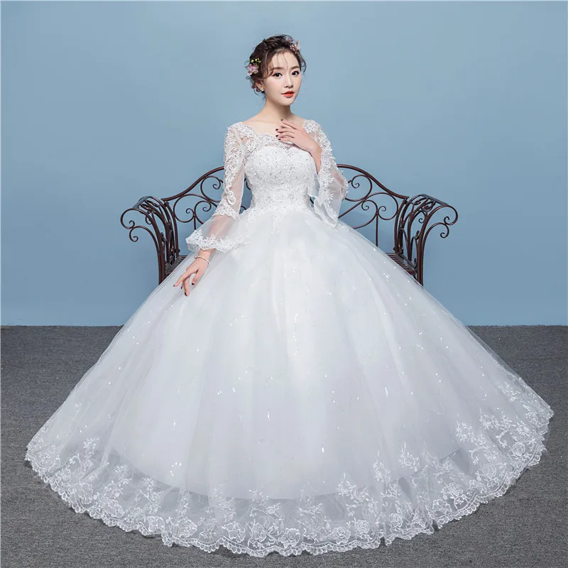 Кружевное свадебное платье Popodion свадебные платья с длинным рукавом женское