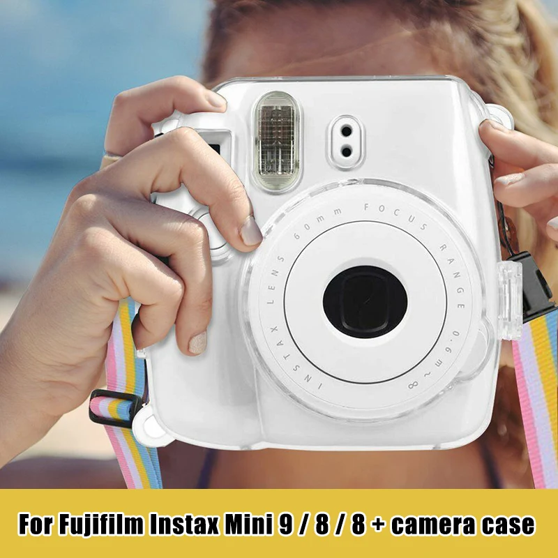 Камера чистой твёрдой ПВХ чехол с крышкой ремешком для Fujifilm Instax Mini 9/8/8 + WIF66|Чехлы