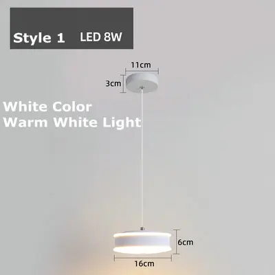 Warm White Light Скандинавская подвеска у кровати светильник акриловый металлический белый черный минималистичный длинный кабель светодиодный подвесной светильник - Цвет корпуса: Warm White Light