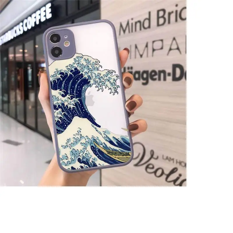 

The Big Wave of kanagawa Phone Case matte transparent For gray iPhone 7 8 x xs xr 11 12 pro plus max mini Funda Clear