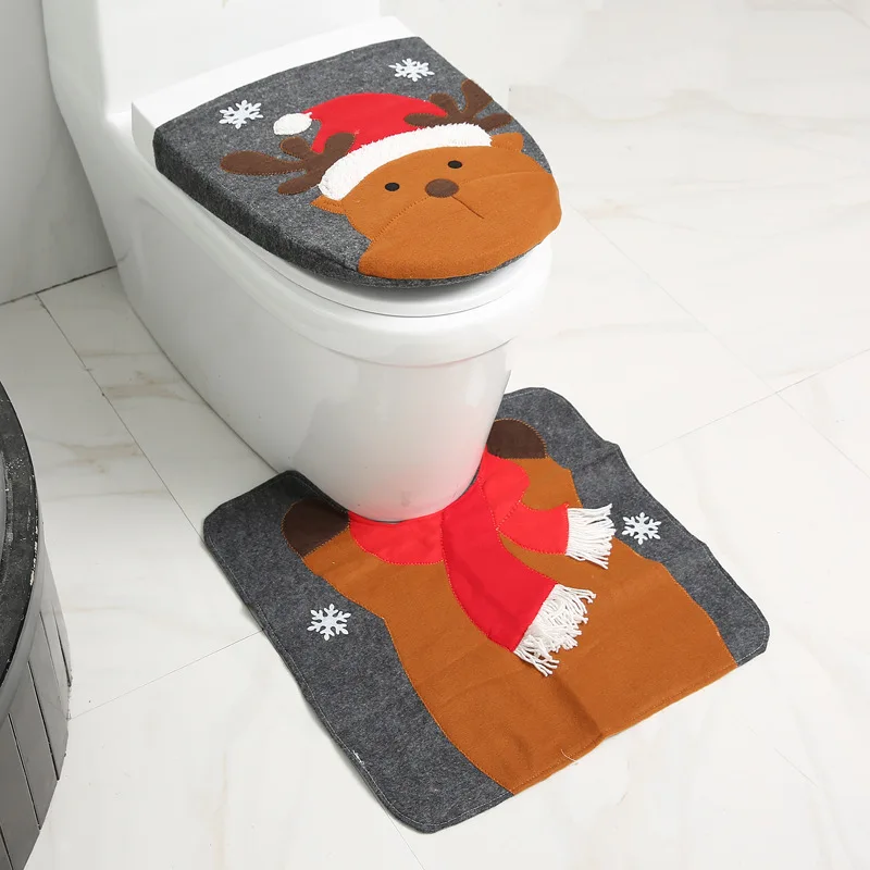 1PC Christmas Ornament Navidad Toilet Lid Cover Cap Santa Claus Red Hat Cover Snowman Xmas Decoration For Home