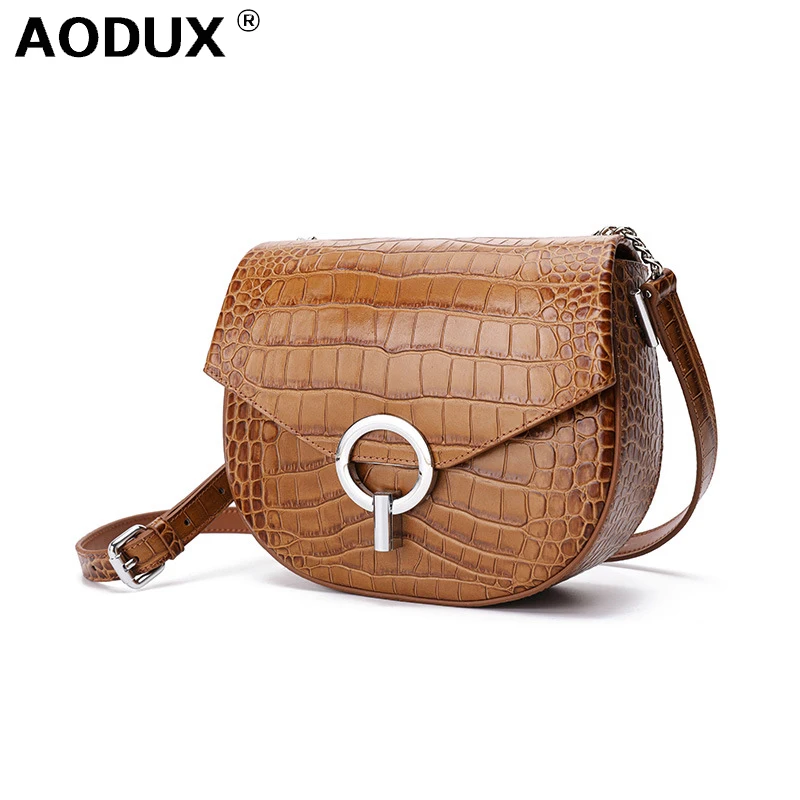AODUX Классическая маленькая сумка из 100% натуральной коровьей кожи с крокодиловым