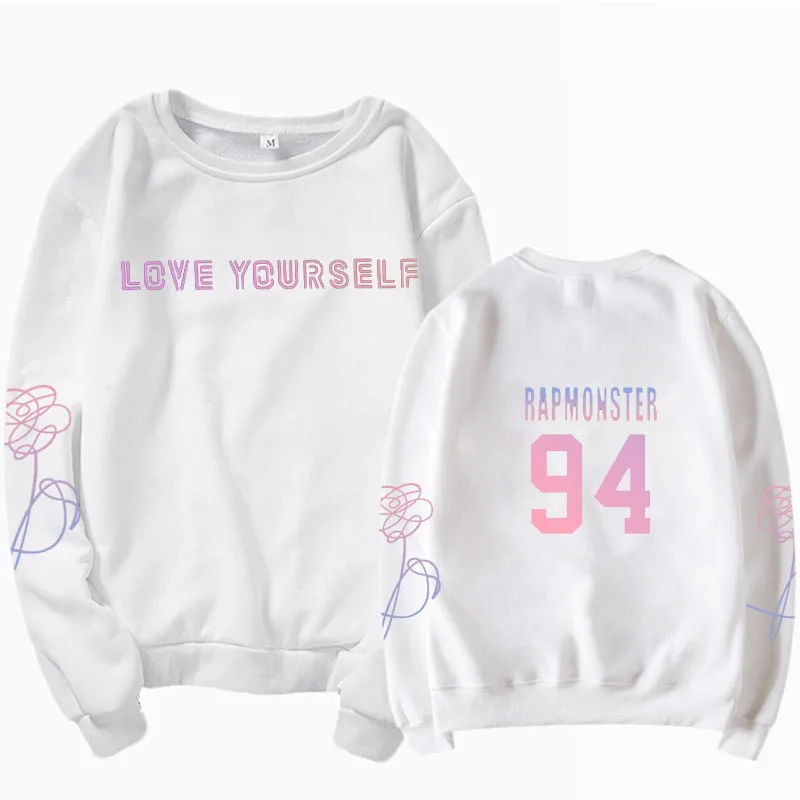 Jung kook suga v love yourself худи унисекс casual Корейская повседневная кофта с капюшоном kpop bangtan толстовка для мальчиков - Цвет: Sweatshirt white 94