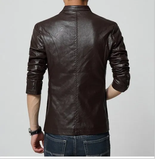 Мужской пиджак из искусственной кожи красный белый черный коричневый хаки