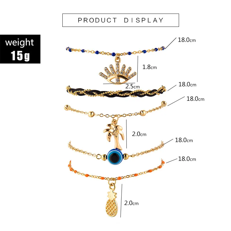 Docona Boho Fish Seashell ананас глаз кактус многослойный ножной браслет набор для женщин кабель цепи бисером ножной браслет ювелирные изделия для ног