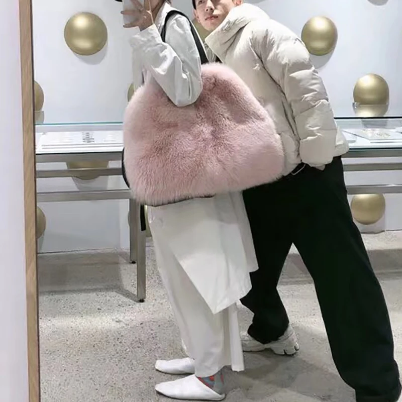 Женские меховые сумки из кроличьей шерсти Bolsa для женщин зимняя Сумочка Большая