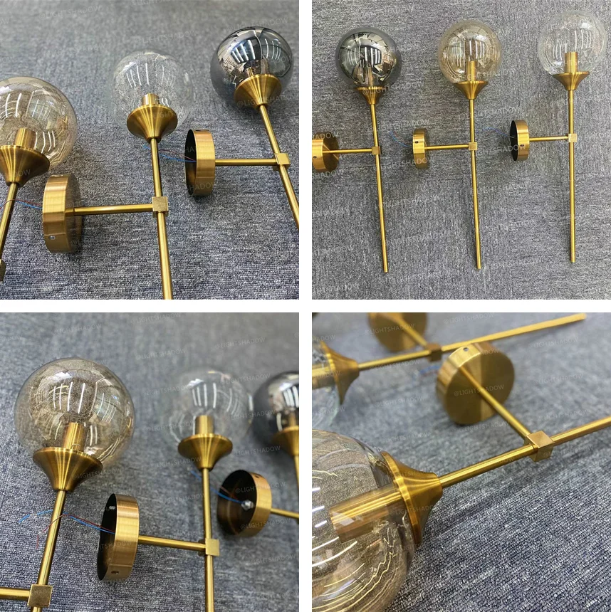 

Modern Glass Wall Lamp Creative Golden Sconces Round Nordic Lighting Fixture Home Bedside Living Room Kitchen Decoration Lights