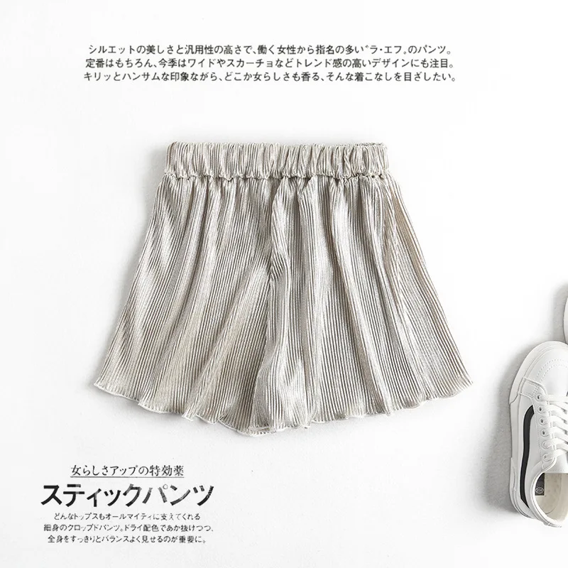 

Lace Up Striped Pleated Shorts Women White Black High Waist Wide Leg Shorts Hotpants Loose Short Femme Women Summer Shorts