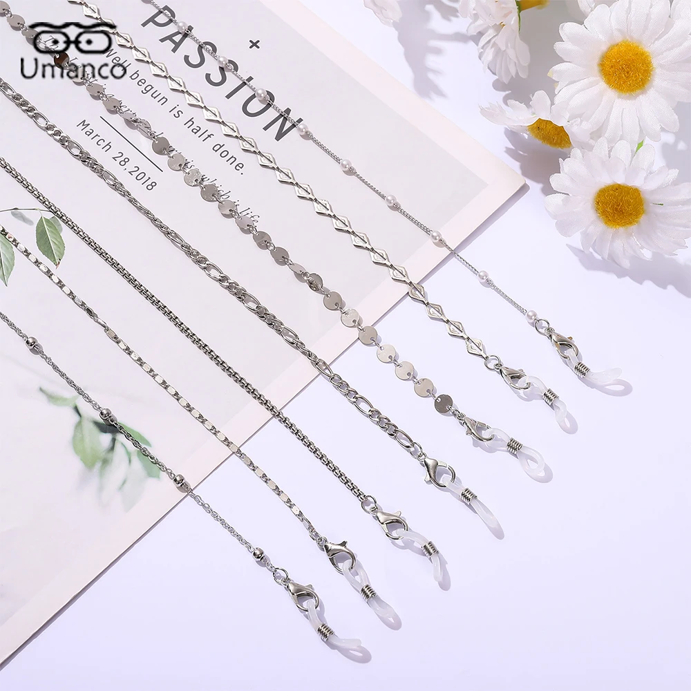 

Fashion Silver Metal Sunglasses Pearl Mask Chains Eyeglasses Chain For Women Retro Lanyards Eyewear Cord Holder Neck Strap