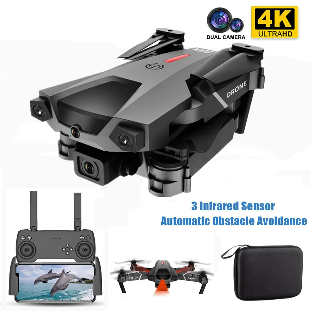 

4K Profissional Mini Drone P5 Obstacle Avoidance Dron WIFI FPV Dual Camera Fixed Height Fold RC Quadcopter Dron Helicopter Toy