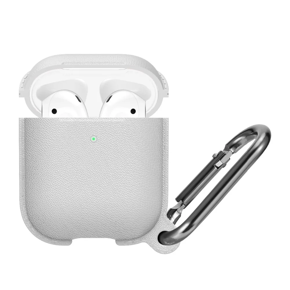 Стиль Litchi Мягкий силиконовый чехол для Airpods 1 2 чехол противоударный полный защитный чехол для Airpods чехол с крючком