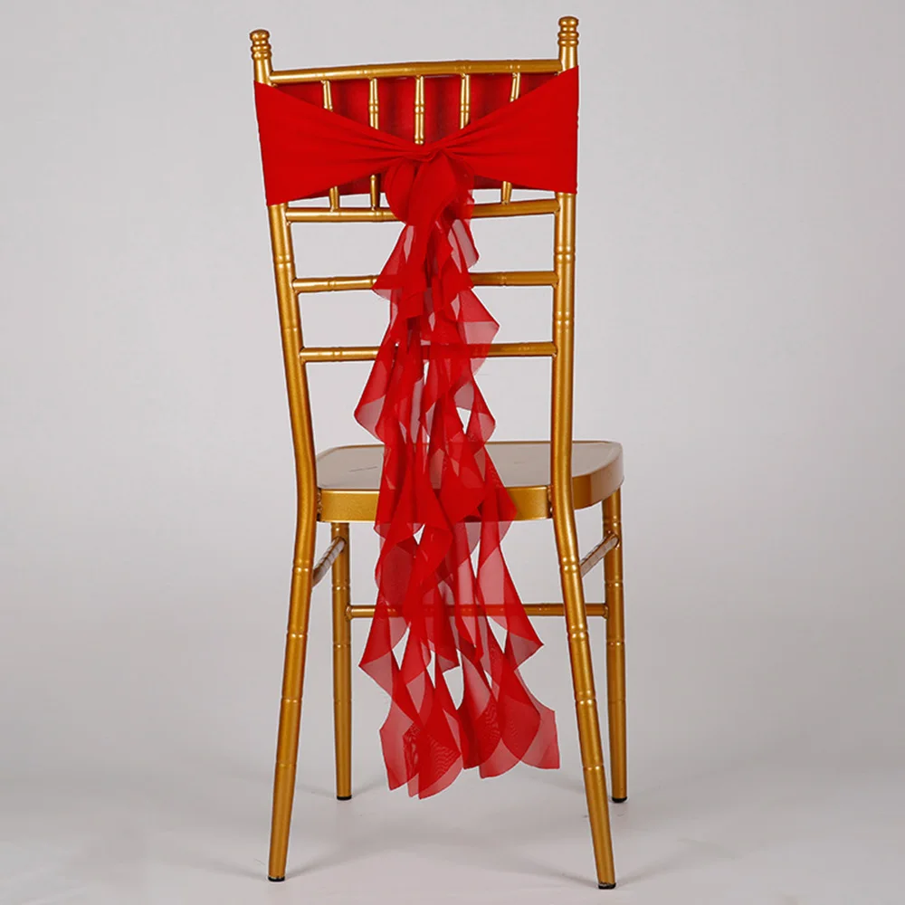 Новая шифоновая эластичная лента на стул с завязками спине воланом для свадьбы