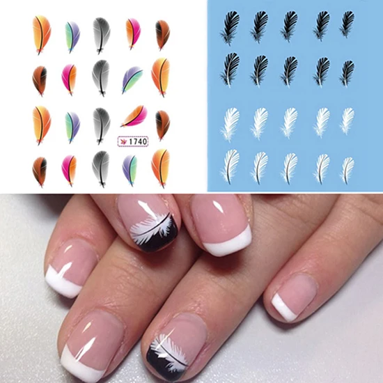 2 шт. наклейки с перьями для дизайна ногтей | Красота и здоровье