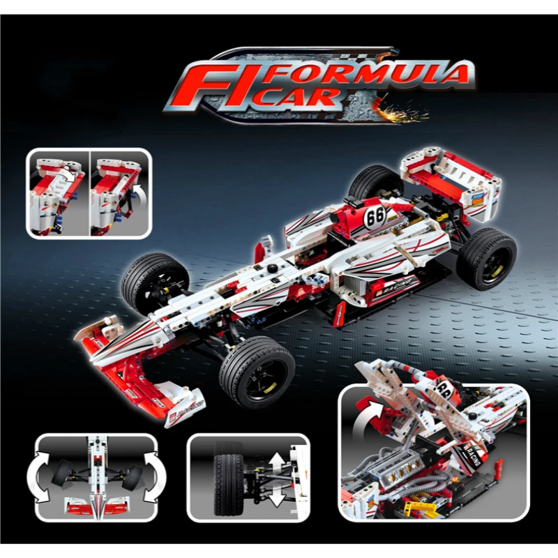 1219 шт F1 формула гоночный супер автомобиль Совместимость техника 2 Модели Строительные блоки кирпичные игрушки для детей 42000