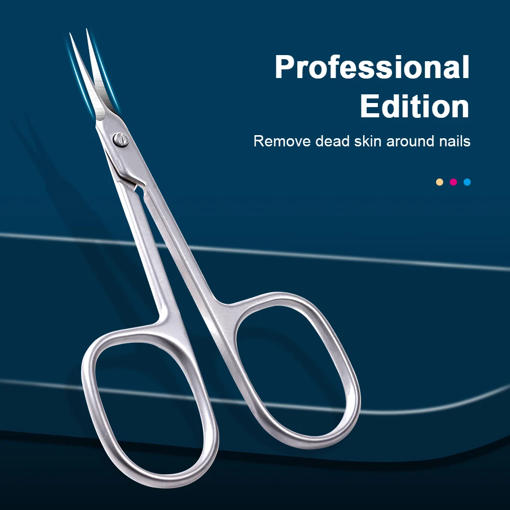 

Professional Stainless Steel Cuticle Scissors Pedicure Manicure Eyebrow Scissor Curved Blade Nipper Pliers Trimmer Curved Tip