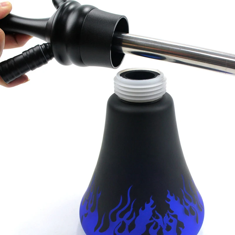 

High-end Aluminum Alloy Flame Pattern Design Single Pipe Hookah Ceramic Bowl Aluminum Alloy Bracket Shisha Set Personal Gifts