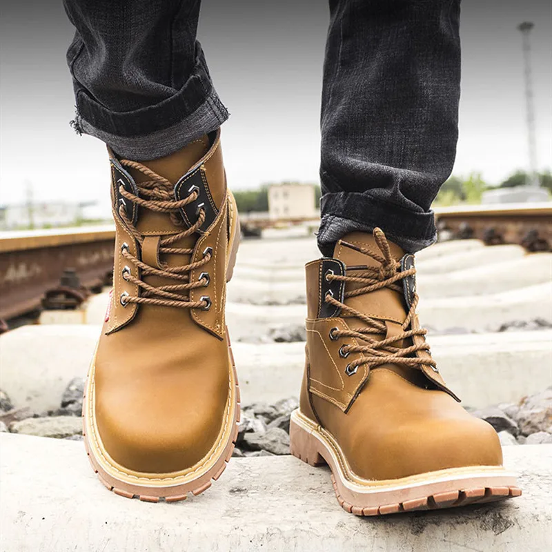 Защитные рабочие ботинки с заклепками мужские водонепроницаемые Нескользящие