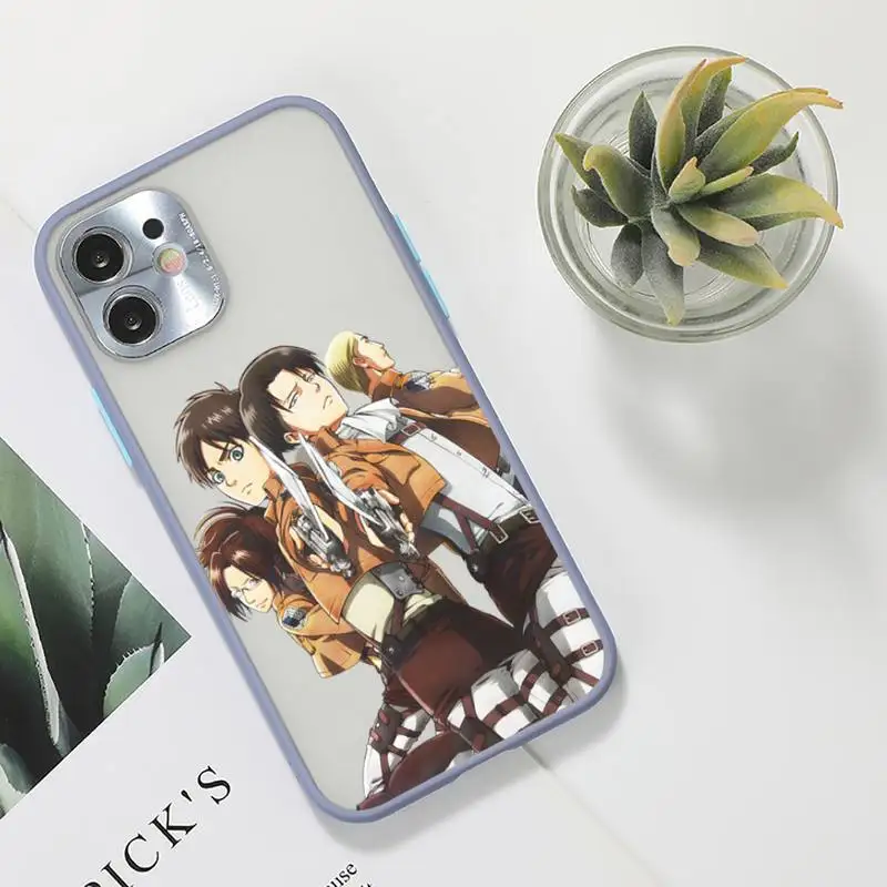 

Attack On Titan Anime Phone Case For iPhone 12 11 Mini Pro XR XS Max 7 8 Plus X Matte transparent Gray Back Cover
