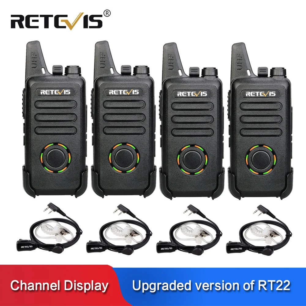 4 шт. RETEVIS RT22S Handsfree Walkie Talkie RT22 обновление VOX скрытый дисплей usb зарядка двухстороннее радио приемопередатчик с наушником