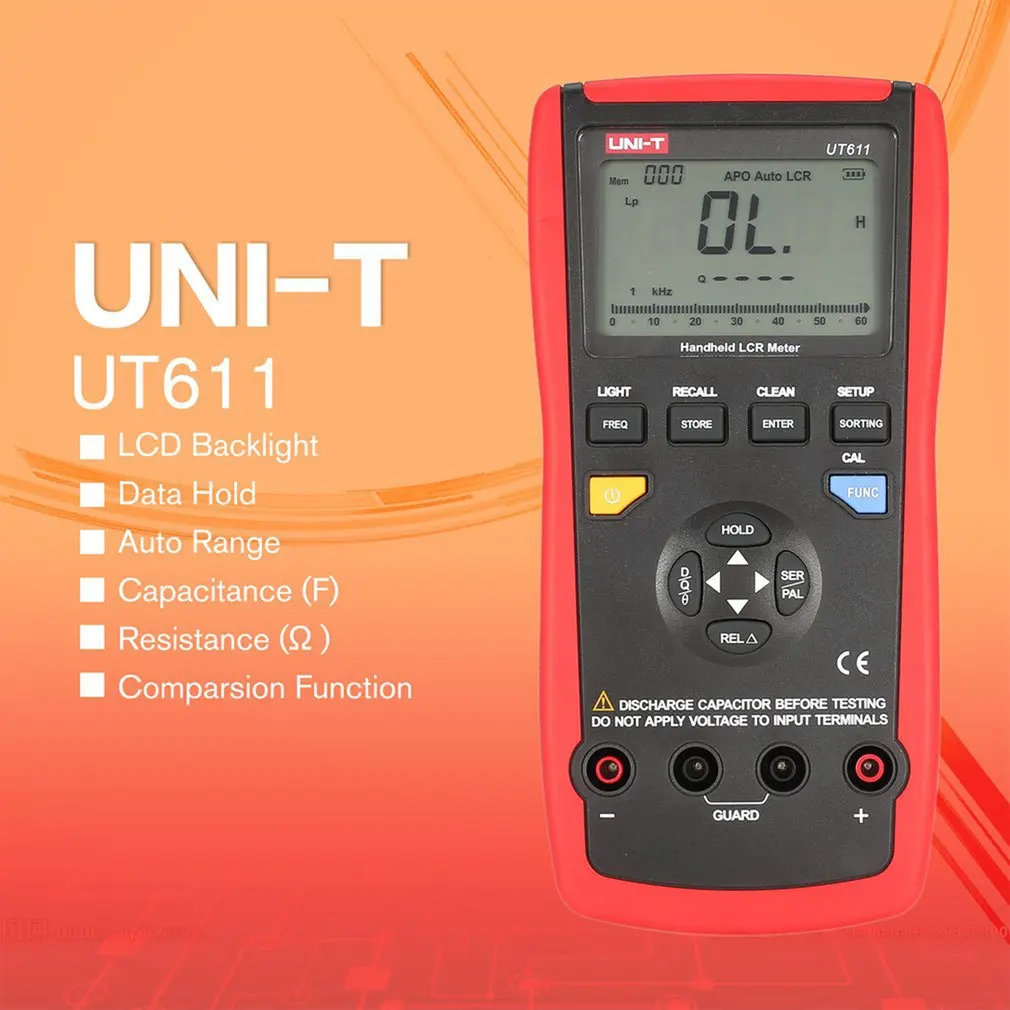 

Измеритель емкости UNIT UT611 UT612, измеритель сопротивления 20000 insolution, с ЖК-дисплеем и подсветкой