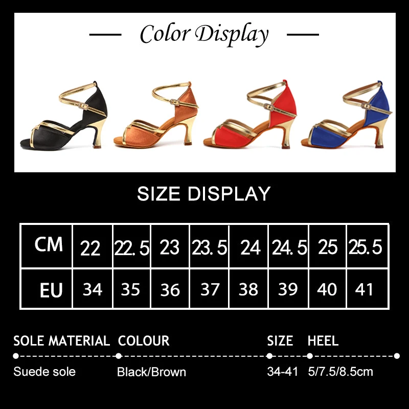 SWDZM Hot Women Latin Dance Shoes Salsa Cha Cha Ballroom Dancing Shoes Tango Dance Shoes For Ladies Girls Heeled 5/7/8.5cm