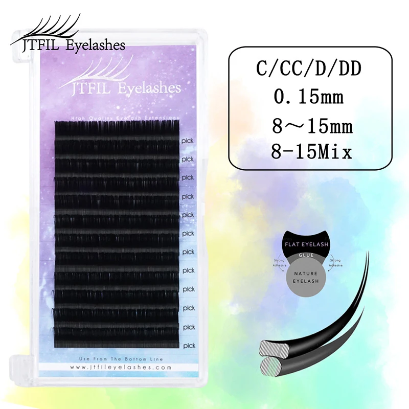 

Flat Ellipse Eyelash Extensions Split Tips Ellipse Shaped Natural Light False Ellipse Lash Flat Eyelash Silk Synthetic Flat Lash
