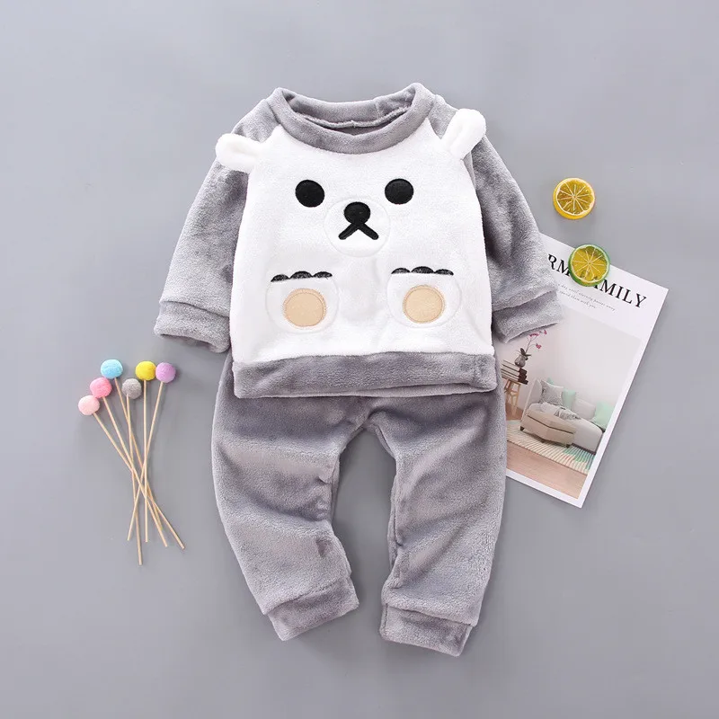 Комплект зимней одежды для маленьких мальчиков и девочек пушистая пижама с