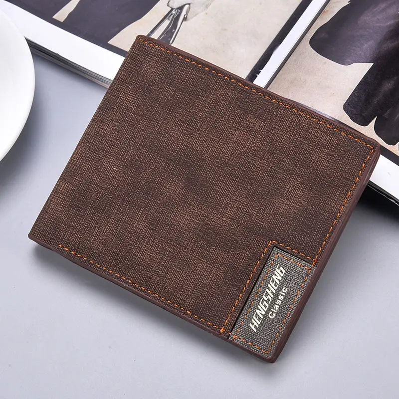 Brown short Мужской кошелек, длинный, billetera hombre, мужской кошелек, кожаный, тонкий, мужской, carteira masculina, дизайнерский, кожаный кошелек, мужской, cuzdan - Цвет: Brown short