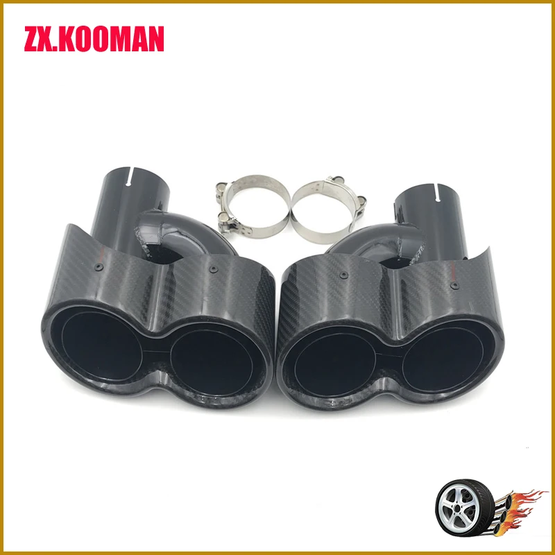 1 пара Глянцевая углеродистая Нержавеющая сталь двойной выхлопной наконечник