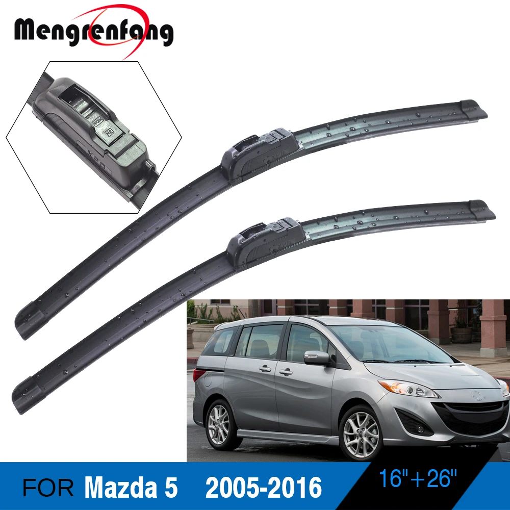 

For Mazda 5 Car Accessories Front Windscreen Wiper Blades Soft Rubber Wiper J Hook Arms 2005-2016