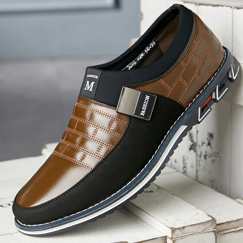 

2019 Fashion Men Shoes Leather Casual Business Shoes Men Waterproof Slip on Driving Comfortable Men Shoes High Quality