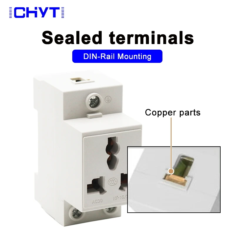 Модульная розетка Европейского типа 35 мм для крепления на DIN-рейку AC Power ac30 10/16 А 250