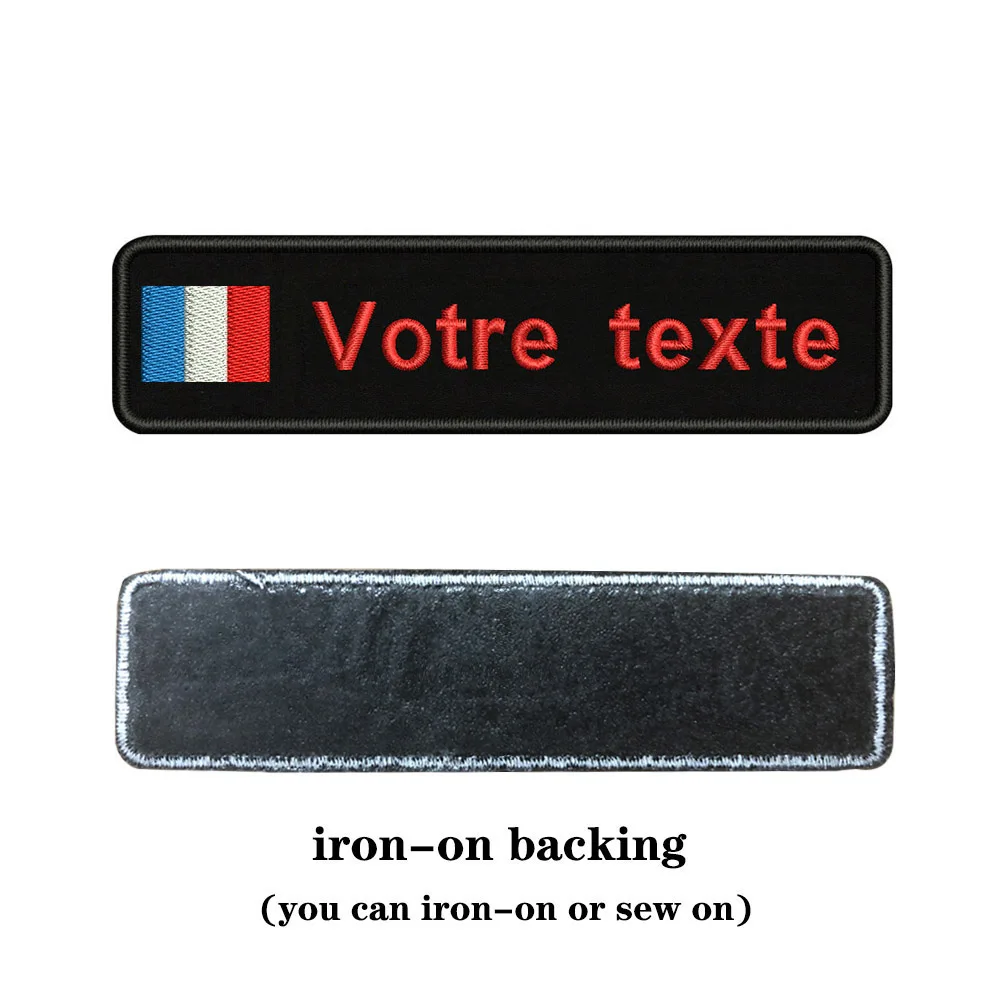 Rose red-iron on Таможня Вышивка Флаг Франции имя или заплатка с текстом 10 см* 2,5 см значок Утюг на или липучке Подложка для одежды брюки рюкзак шляпа - Цвет: Rose red-iron on