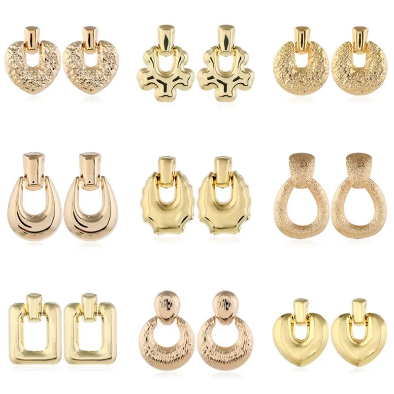 Женские серьги сердечки ZA европейские богемные металлические золотого цвета