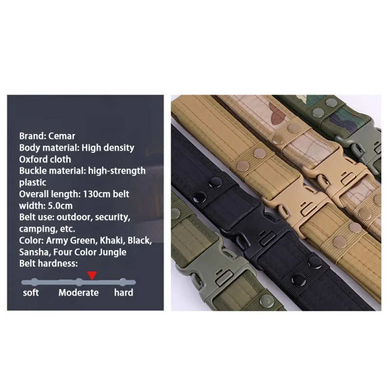 CAMO-085 # Camouflage Tactical Belt Security Training Nylon Canvas Outer Men's 5 Colors Khaki | Спорт и развлечения