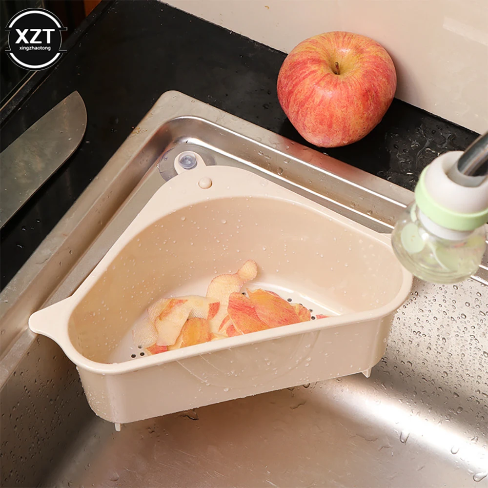 1Pc Sink Filter Shelf Kitchen Triangular Strainer Drain Fruit Vegetable Drainer Sponge Rack Storage Tool Basket Suction Cup | Дом и сад