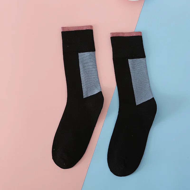 

Spring and Summer Socks Women Tube Socks Women Color Matching Plaid Cotton Socks Men and Women Socks