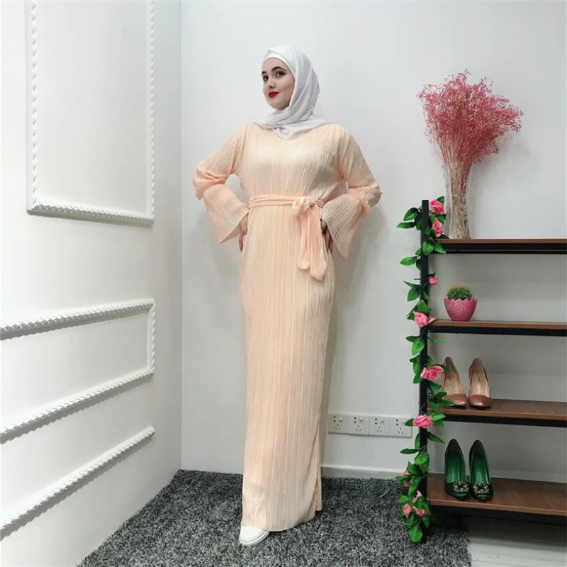 2022 модные мусульманские платья-кафтан с оборками, арабское марокканское женское вечернее платье с длинным рукавом, Бандажное исламское пла...