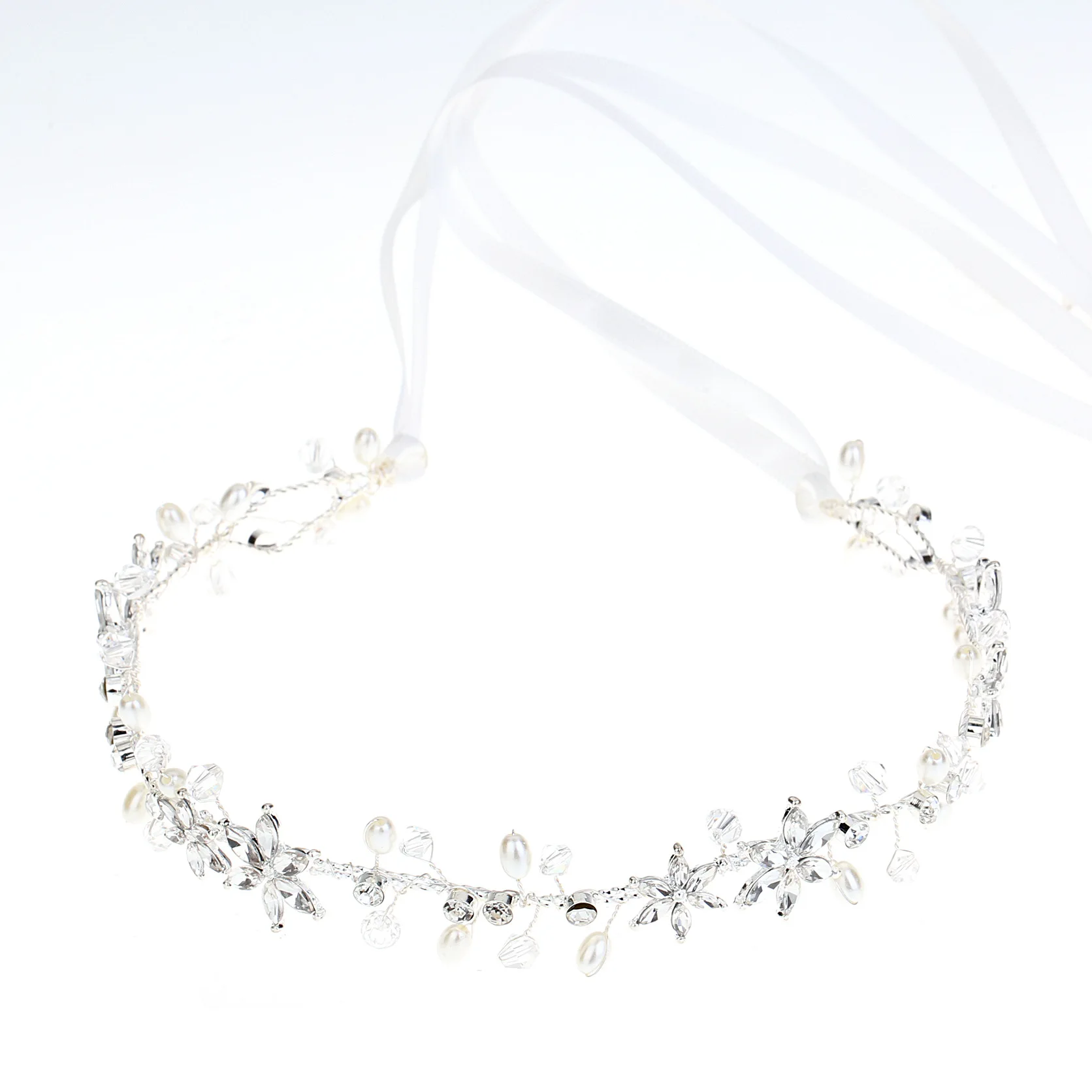 

Girl Pearl Flower Hairband Headband Crown Garland Elegant Bride Wedding Party Crystal Hair Accessories Women Daisy Headwear