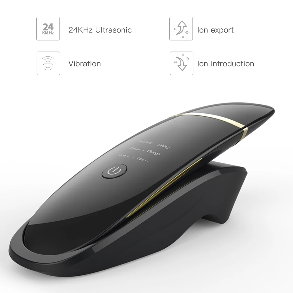 Goede Elektrische Draadloze Opladen USB Oplaadbare Draagbare Ultrasone Huid Scrubber Facial Porie Peeling Gezicht Lifting Verstevigende Apparaat