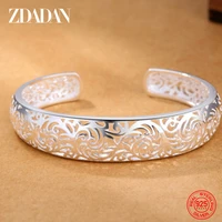 zdadan 925 sterling silver hollow adjustable open cuff braceletbangle for women anniversary jewelry gift