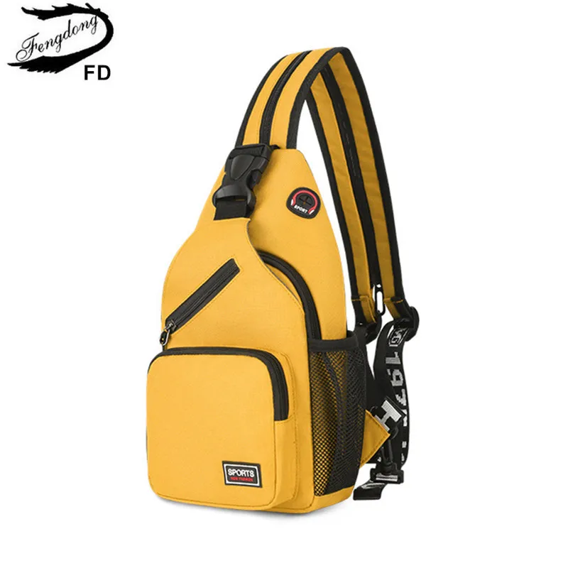 

Fengdong fashion Yellow small crossbody bags for women messenger bags sling chest bag female mini travel sport shoulder bag pack