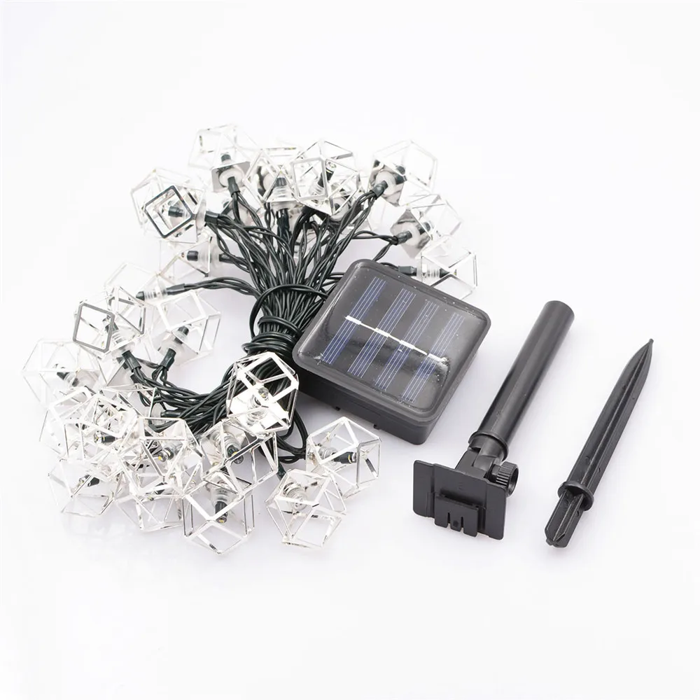 

6m 30LED Solar String Lights Outdoor/Indoor Four Corners Fairy Wrought Iron Light Waterproof For Garden Wedding Party Room Decor