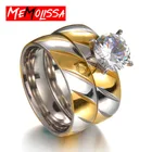 MeMolissa 2 шт. набор золотых обручальных колец заполненные кристаллами циркония кольцо на палец для женщин кольца обручальное кольцо