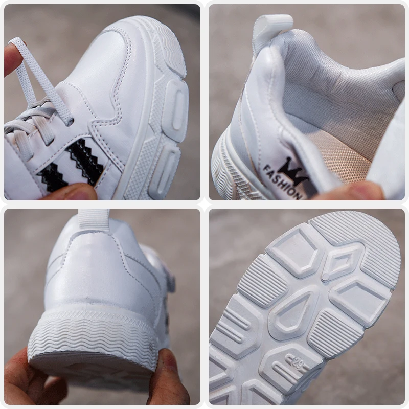 

Fashion Soft Non-slip PU Leather Children Sneakers For Boy Girls Lightweight Flats Casual Sneakers Spring Autumn Kids Shoes 2021