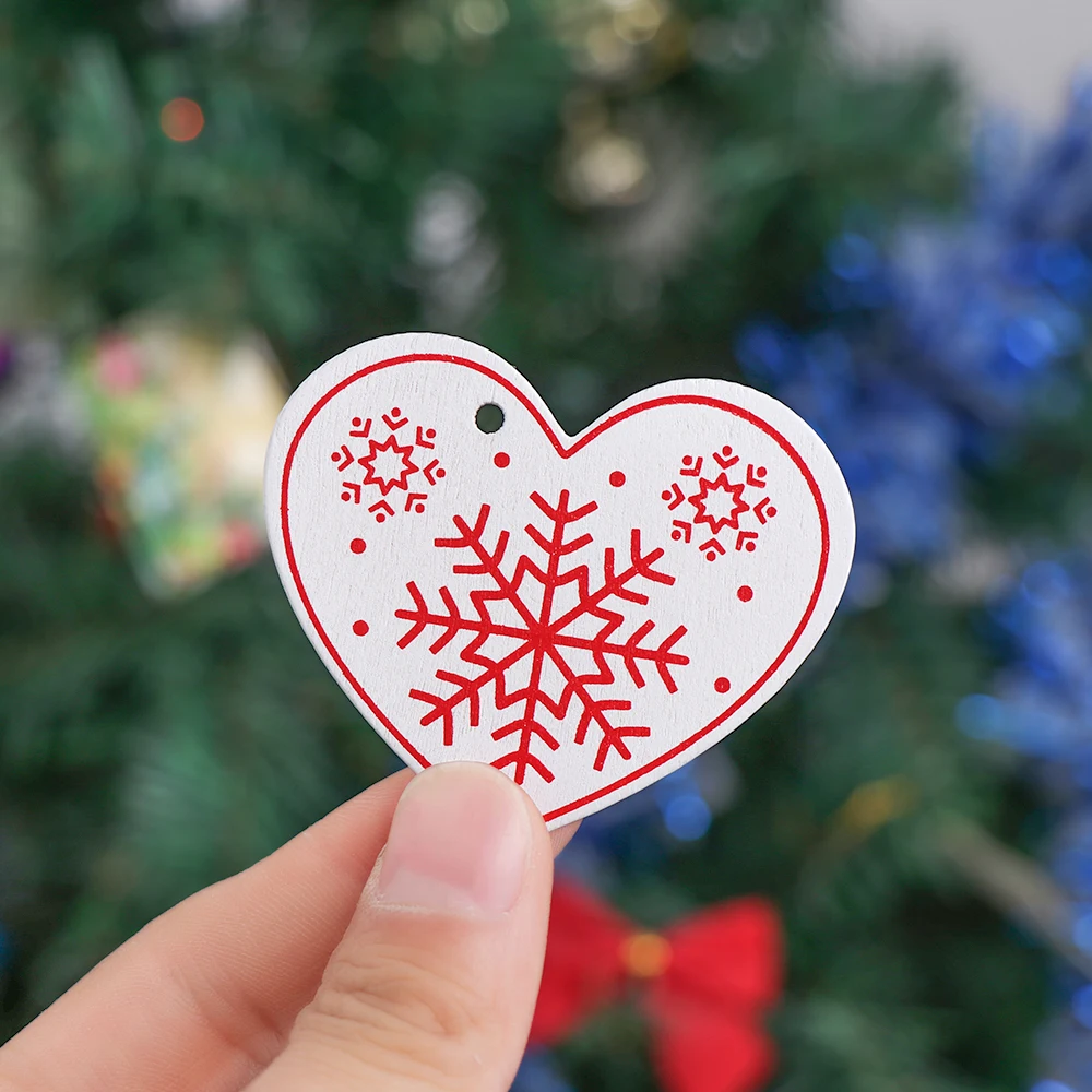 10 шт рождественские DIY Подвески из натурального дерева Рождественский цветок Скрапбукинг рождественское подвесное украшение для елки украшение для дома