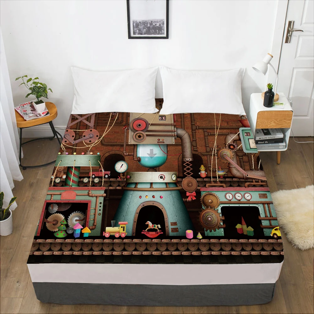 

Cartoon Children's Elastic fitted sheet bed sheet With An Elastic Band 160x200 Mattress Cover Bed cover for kids baby brown