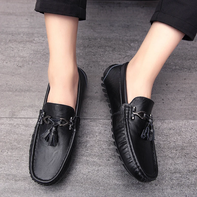 Мужская повседневная обувь лоферы из натуральной кожи офисная для мужчин